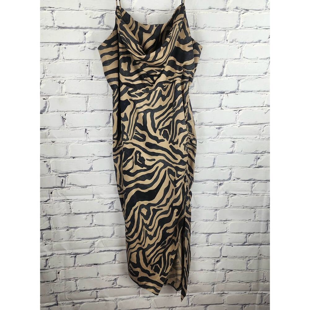 Anthropologie Dress Womens 22 Sleeveless Draped-Back Animal Tiger Slip Mob Wife - Picture 5 of 10